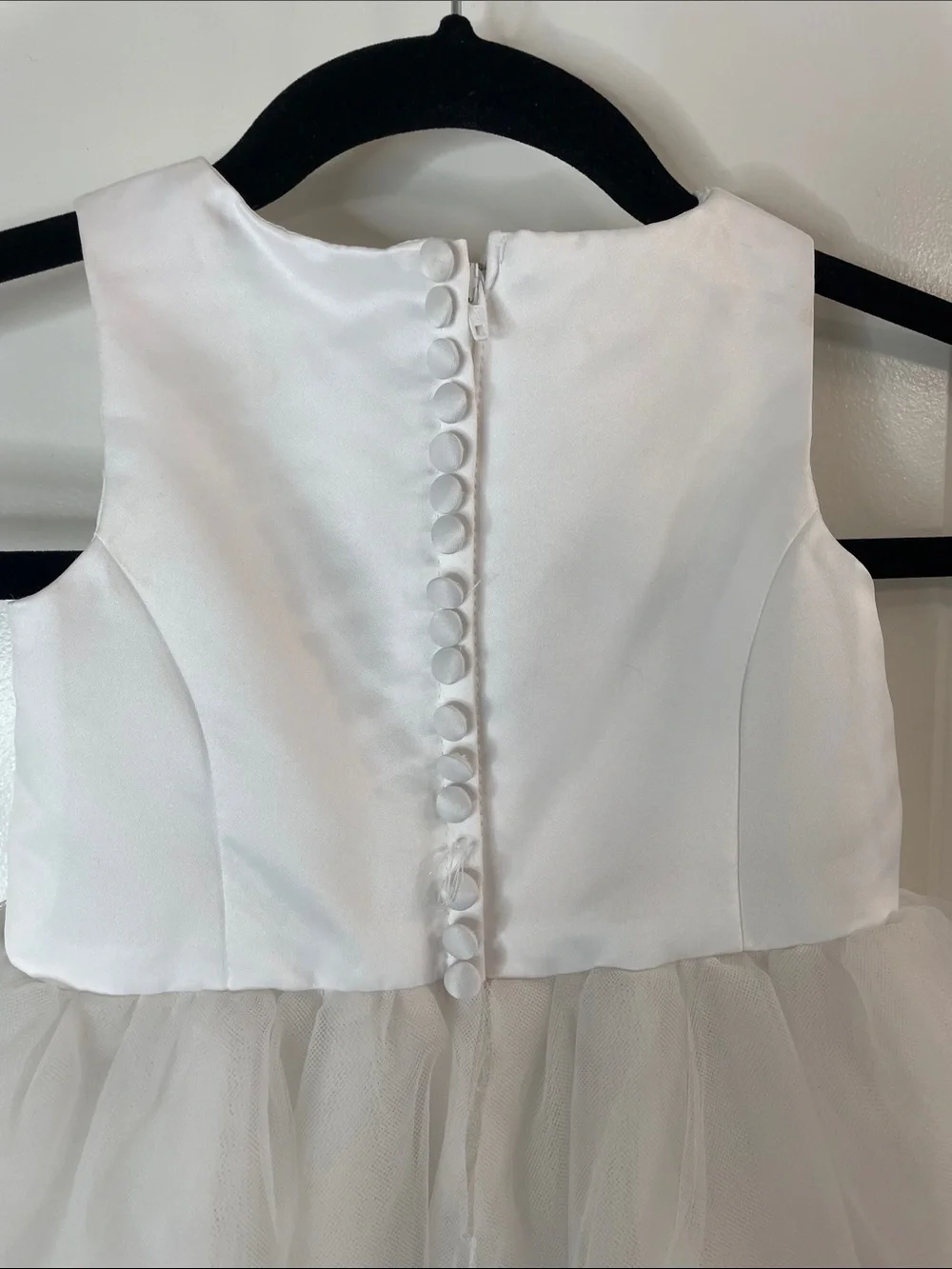 David's Bridal White Girls' Satin & Tulle Party Dress - Picture 6 of 6